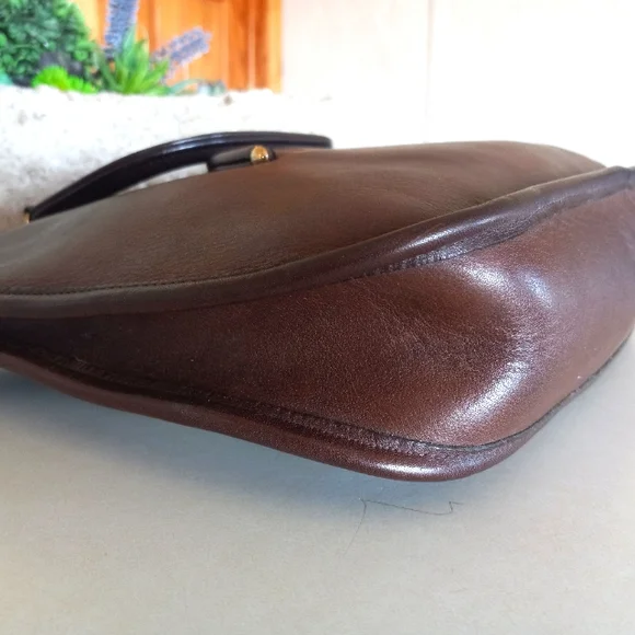 COACH BONNIE CASHIN "Watermelon Tote" Brown Leather Kiss Lock Bag, early 1970s. - Picture 12 of 14